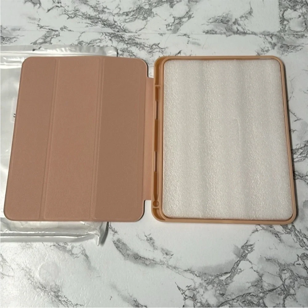Tablet Case Rose Gold With Pencil Holder Trifold Stand